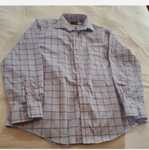 Lauren Ralph Lauren Blue and White Plaid Dress Shirt